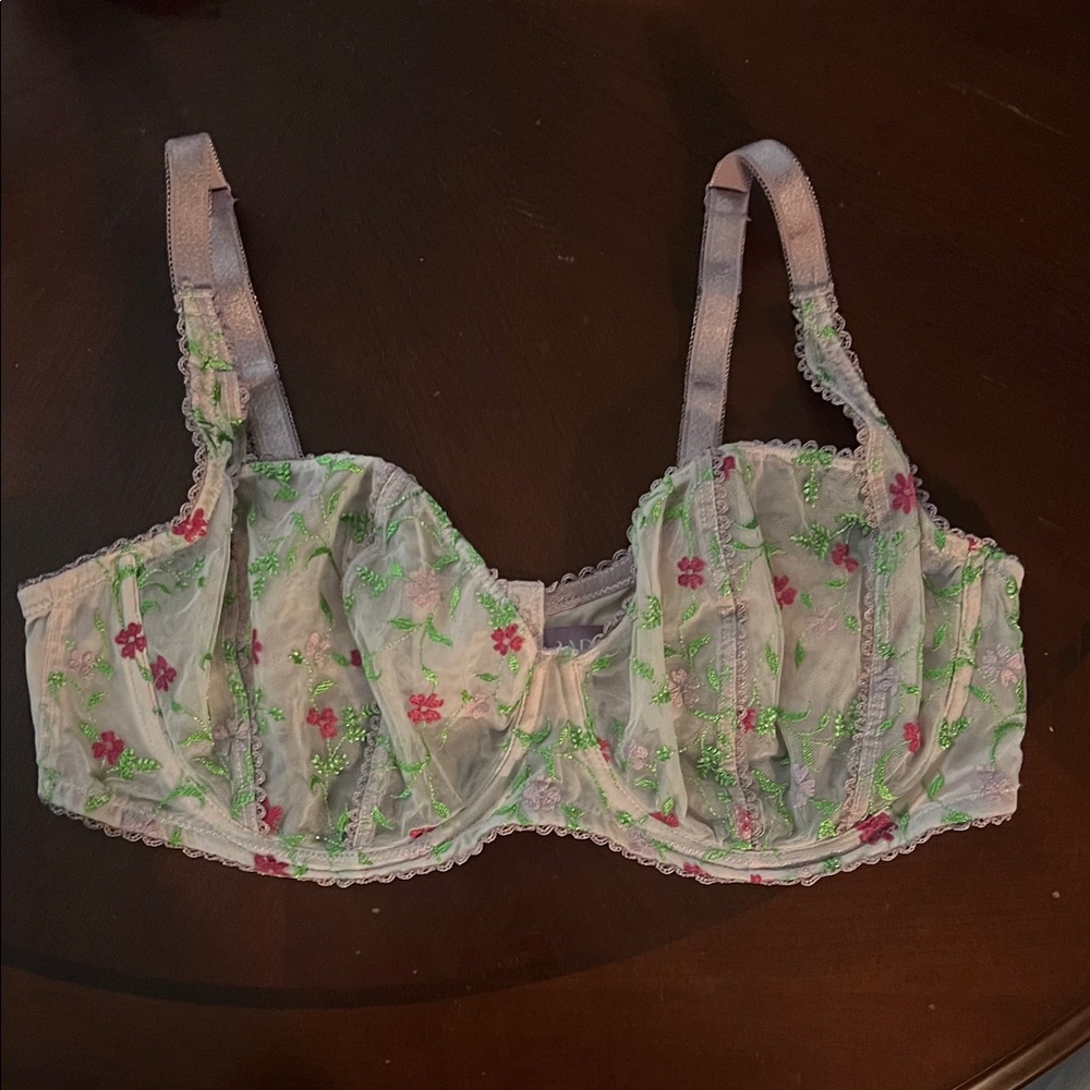 Floral Embroidered sheer full support corset look Adore Me 38DD